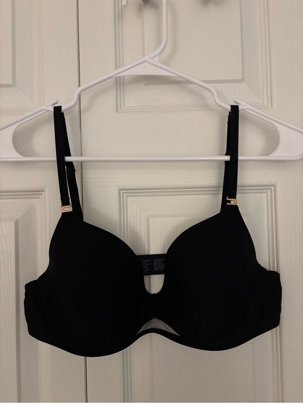 Soma Black Seamless T-Shirt Bra with Gold Accents